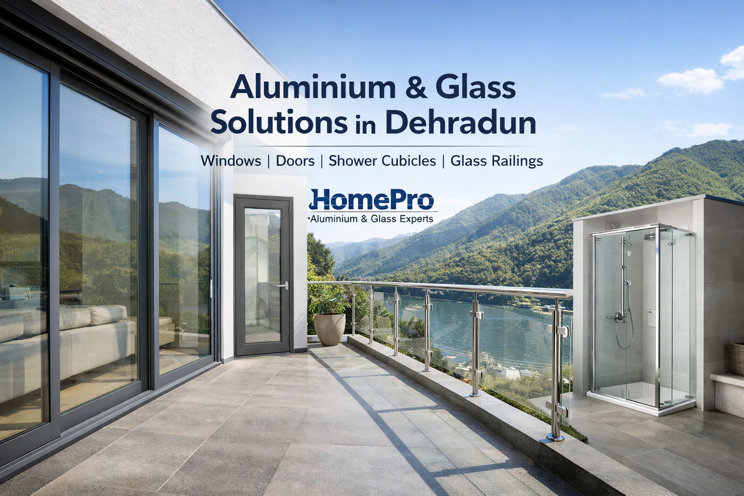 Aluminium sliding windows and glass railing installation in Dehradun